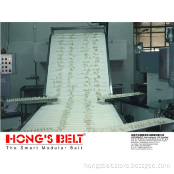 Food Grade Inclined Modular Belt (HS-100A) with Cleats
